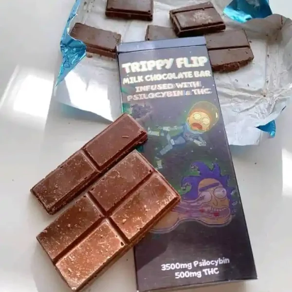 Trippy Chocolates. Trippy flip milk chocolate bar Made from very high-grade psilocybin extract, cannabis, and premium milk chocolate.