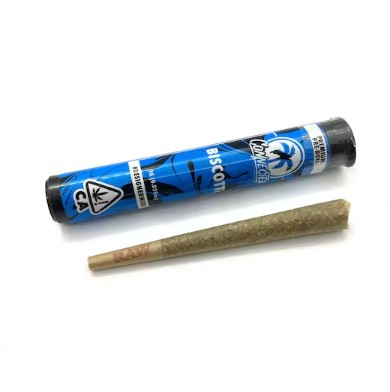Biscotti Strain. 1g pre-roll of our top-shelf indoor Biscotti (South Florida OG x Gelato 25). Biscotti is a potent indica-dominant hybrid marijuana