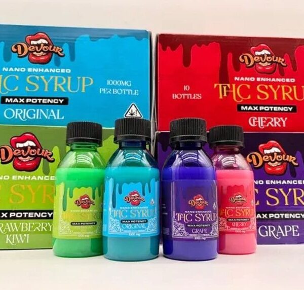 thc syrup cannabis product is a bottle with dropper which can be consumed orally. (cannabis infused liquid